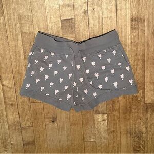 Gray Women's Shorts with Pink Pattern